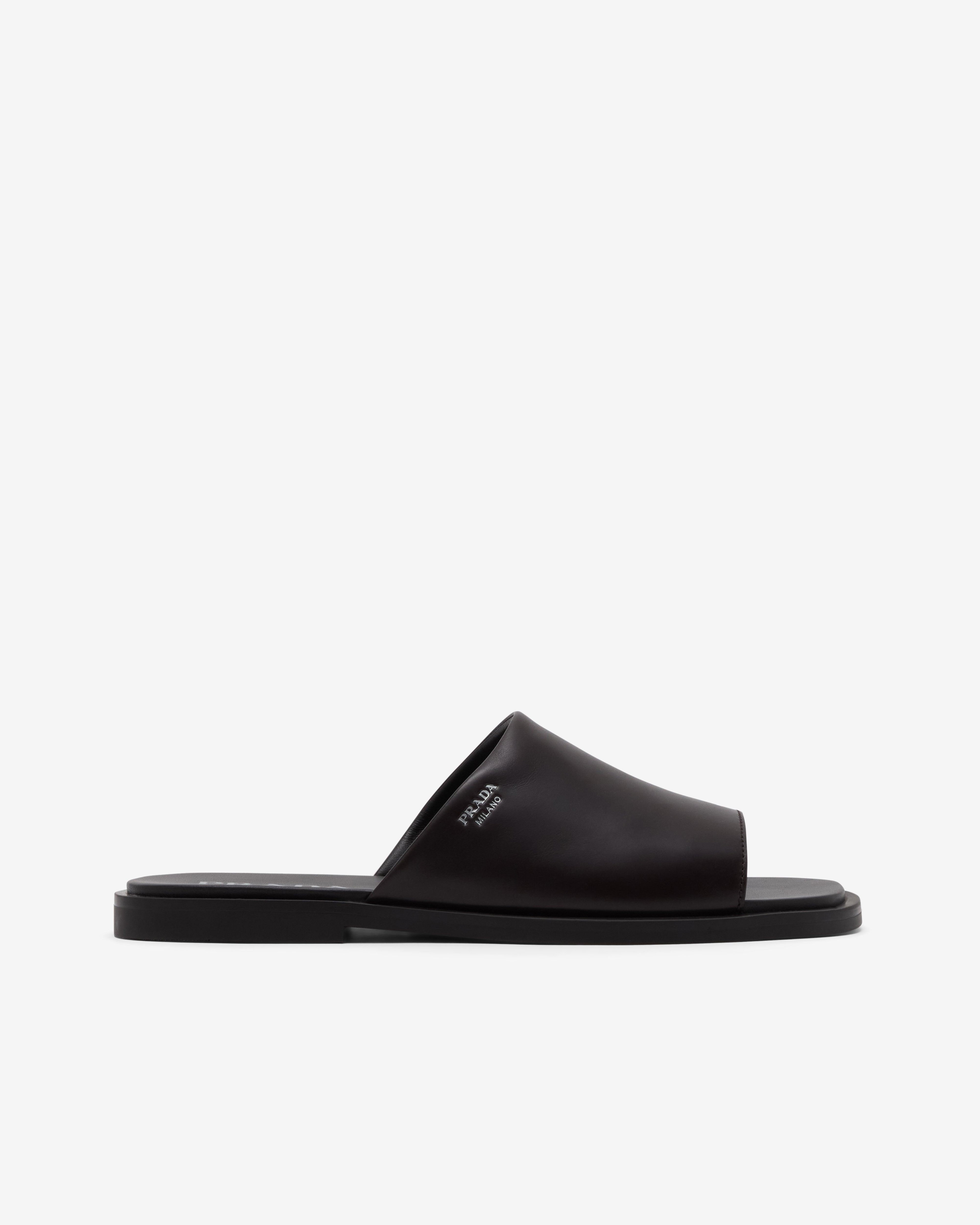 Prada  - Men's Leather Slides - (Dark Brown) by PRADA