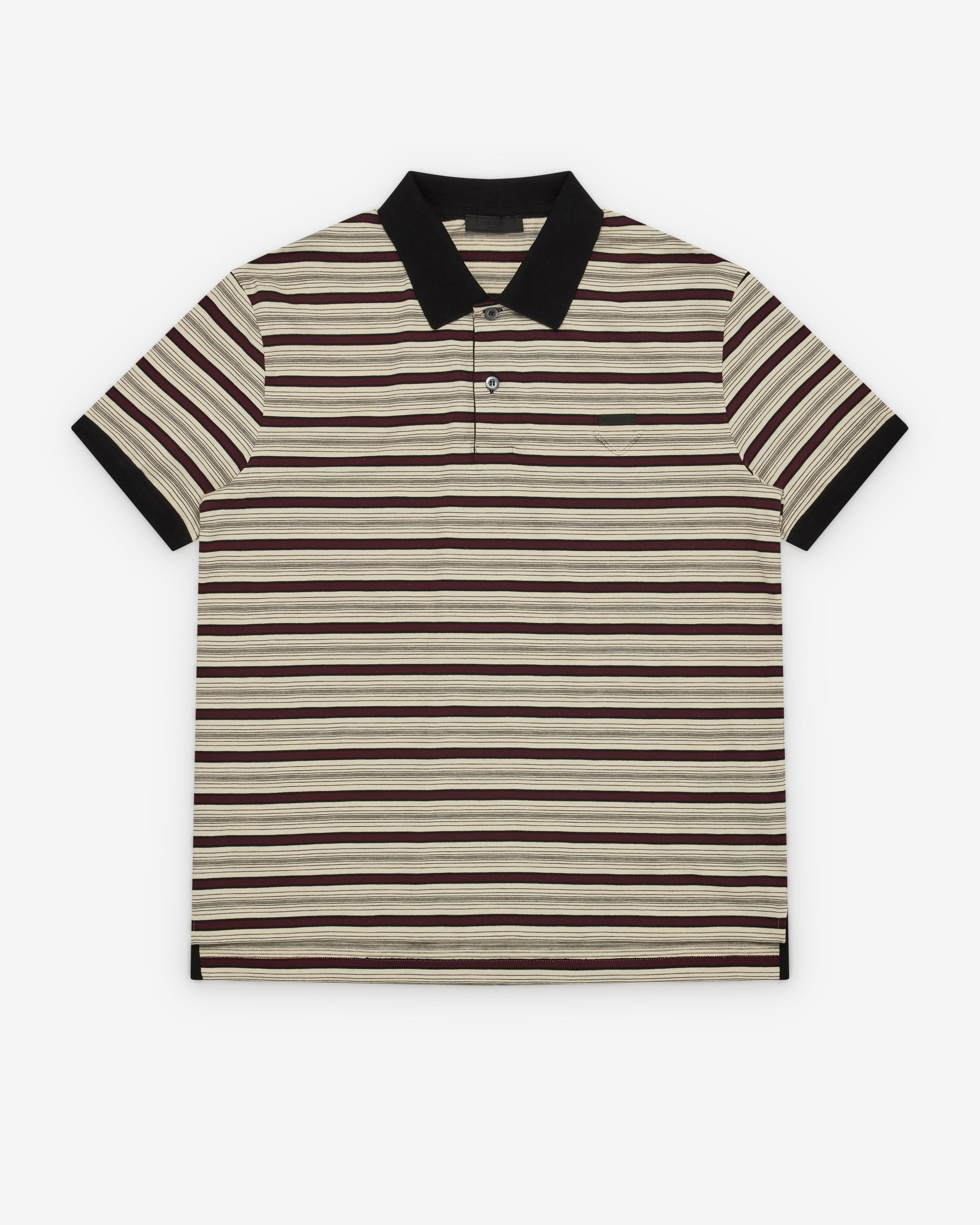 Prada - Men's Polo Shirt - (Ivory/Garnet) by PRADA