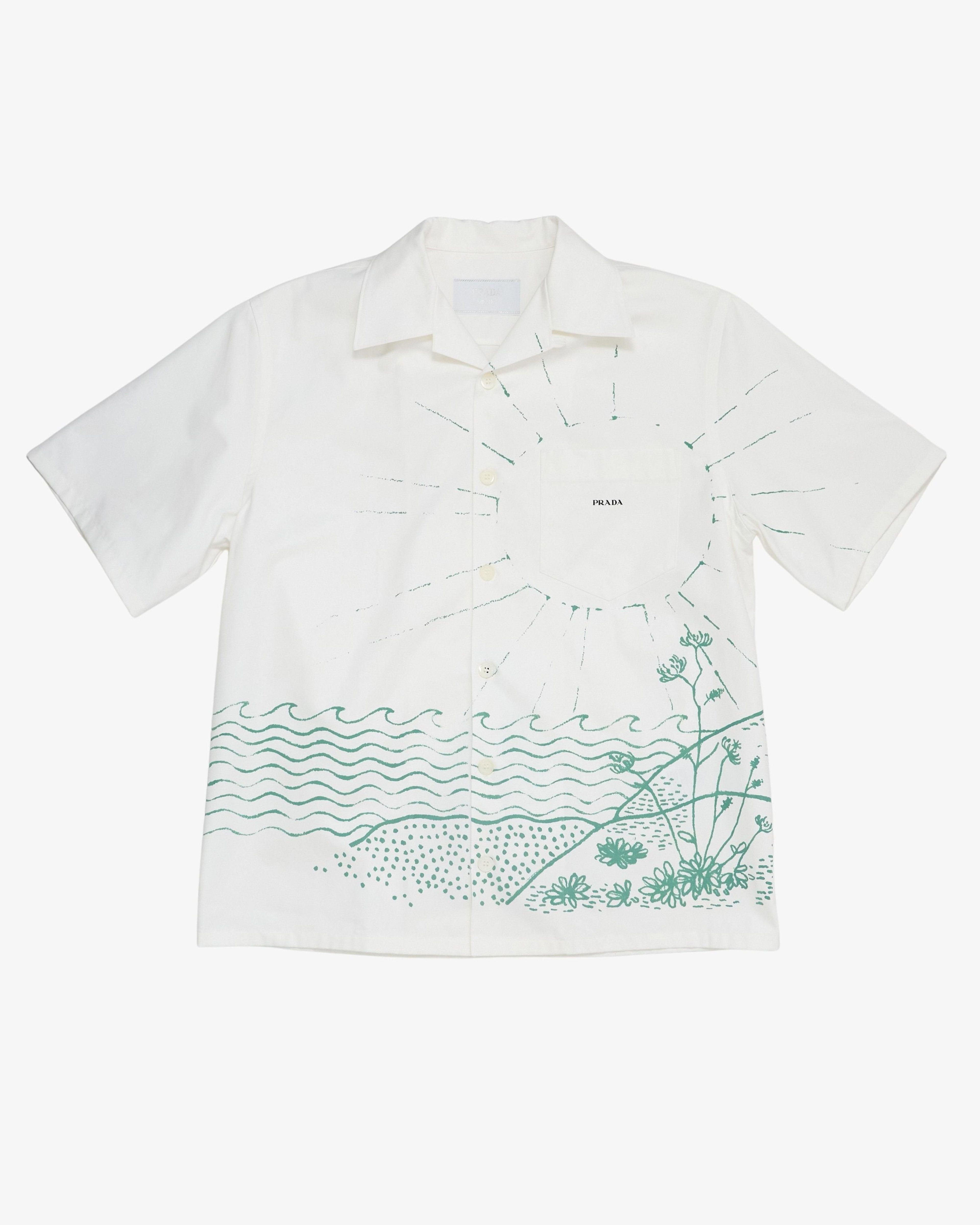 Prada - Men's Popeline Wave Shirt - (White) by PRADA