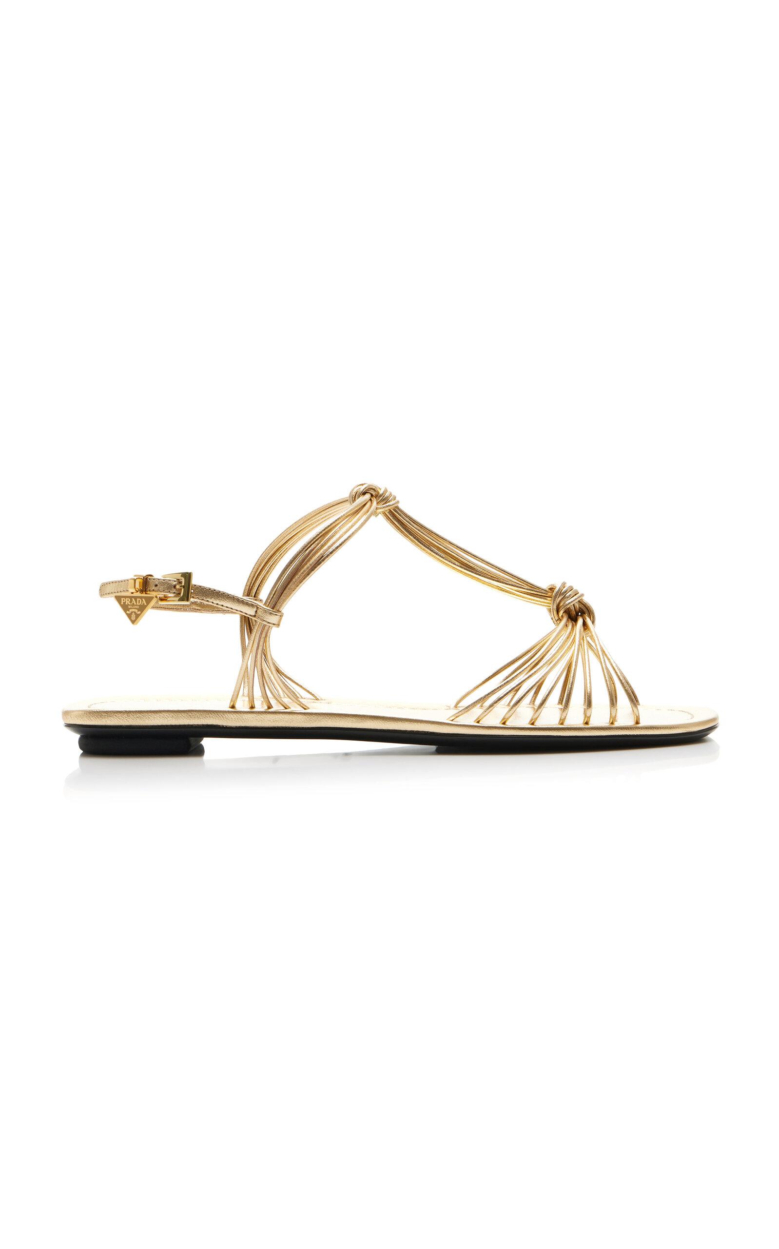 Prada Metallic Leather Sandals - Moda Operandi by PRADA