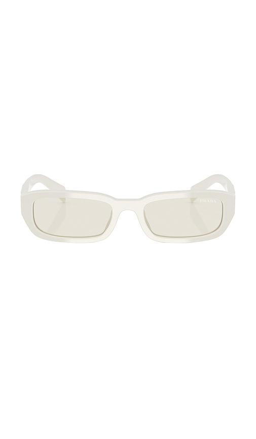 Prada Narrow Rectangle Sunglasses in White by PRADA