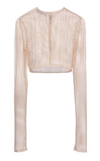 Prada Pearl-Embroidered Mesh Cropped Top - Moda Operandi by PRADA