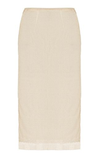 Prada Pearl-Embroidered Mesh Midi Skirt - Moda Operandi by PRADA