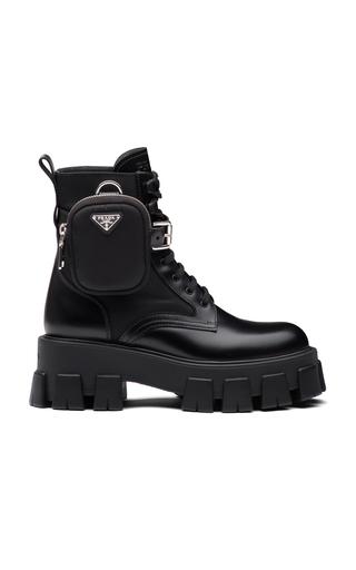 Prada Pouch-Detailed Leather Lace-Up Boots - Moda Operandi by PRADA