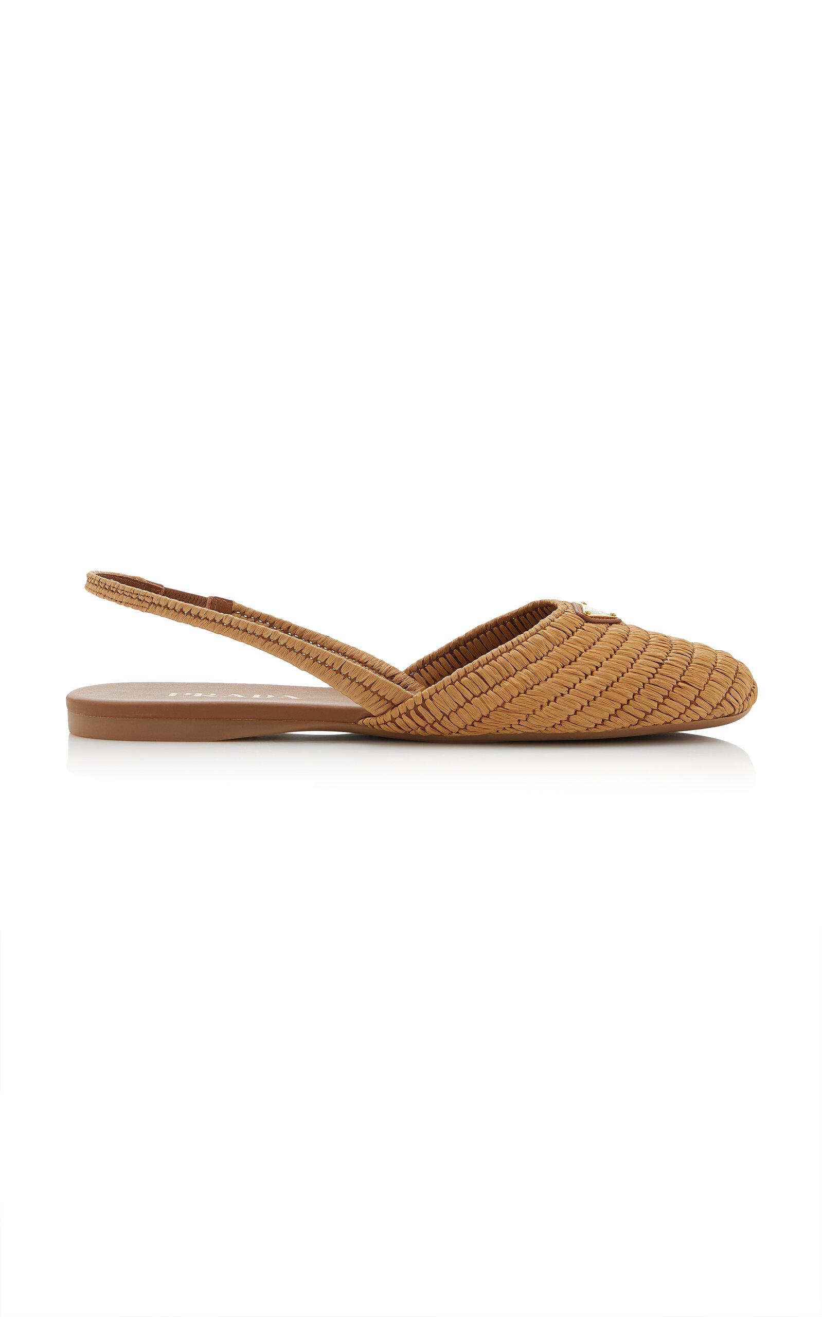 Prada Raffia Slingback Ballet Flats - Moda Operandi by PRADA