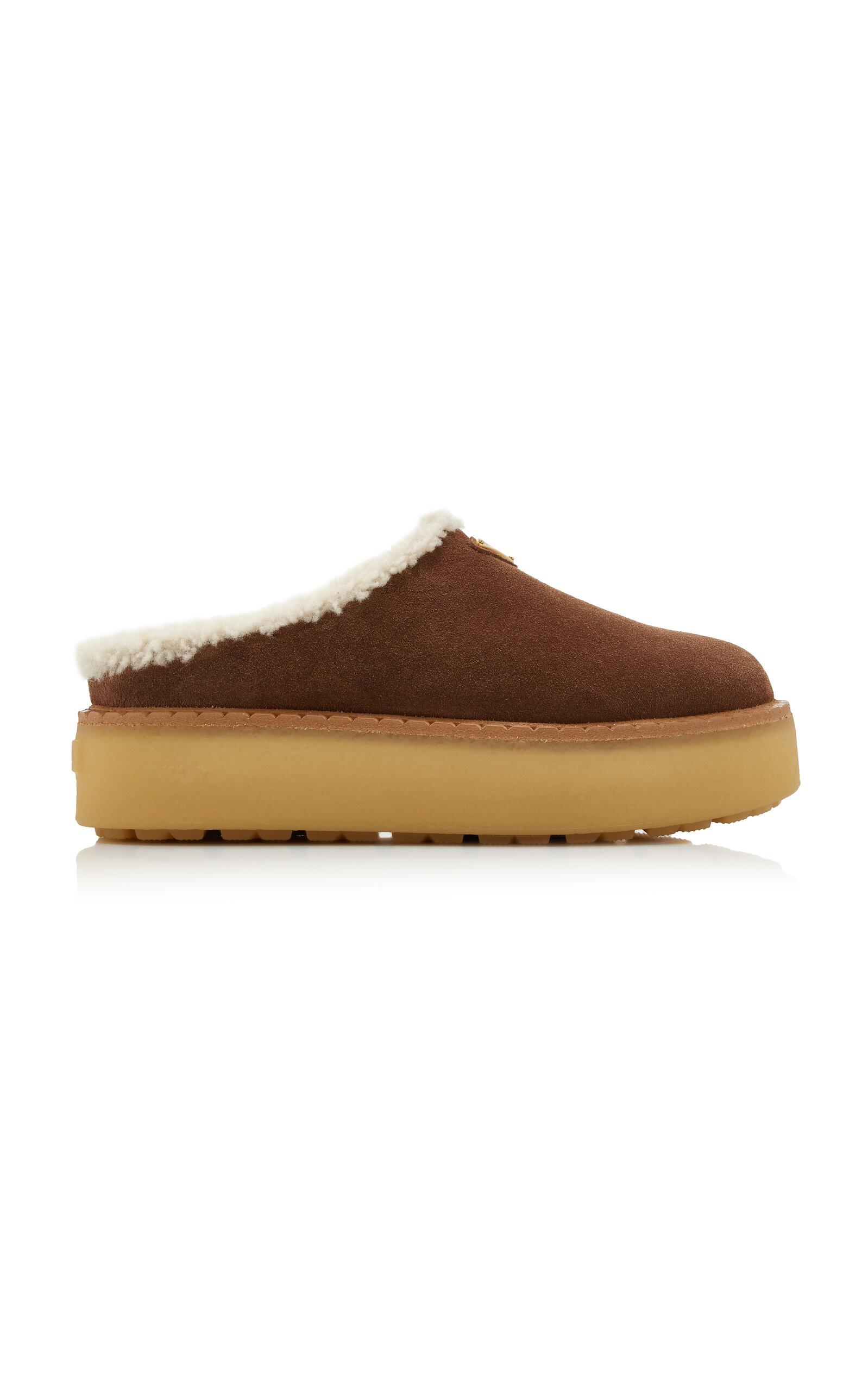 Prada Shearling Platform Mules - Moda Operandi by PRADA
