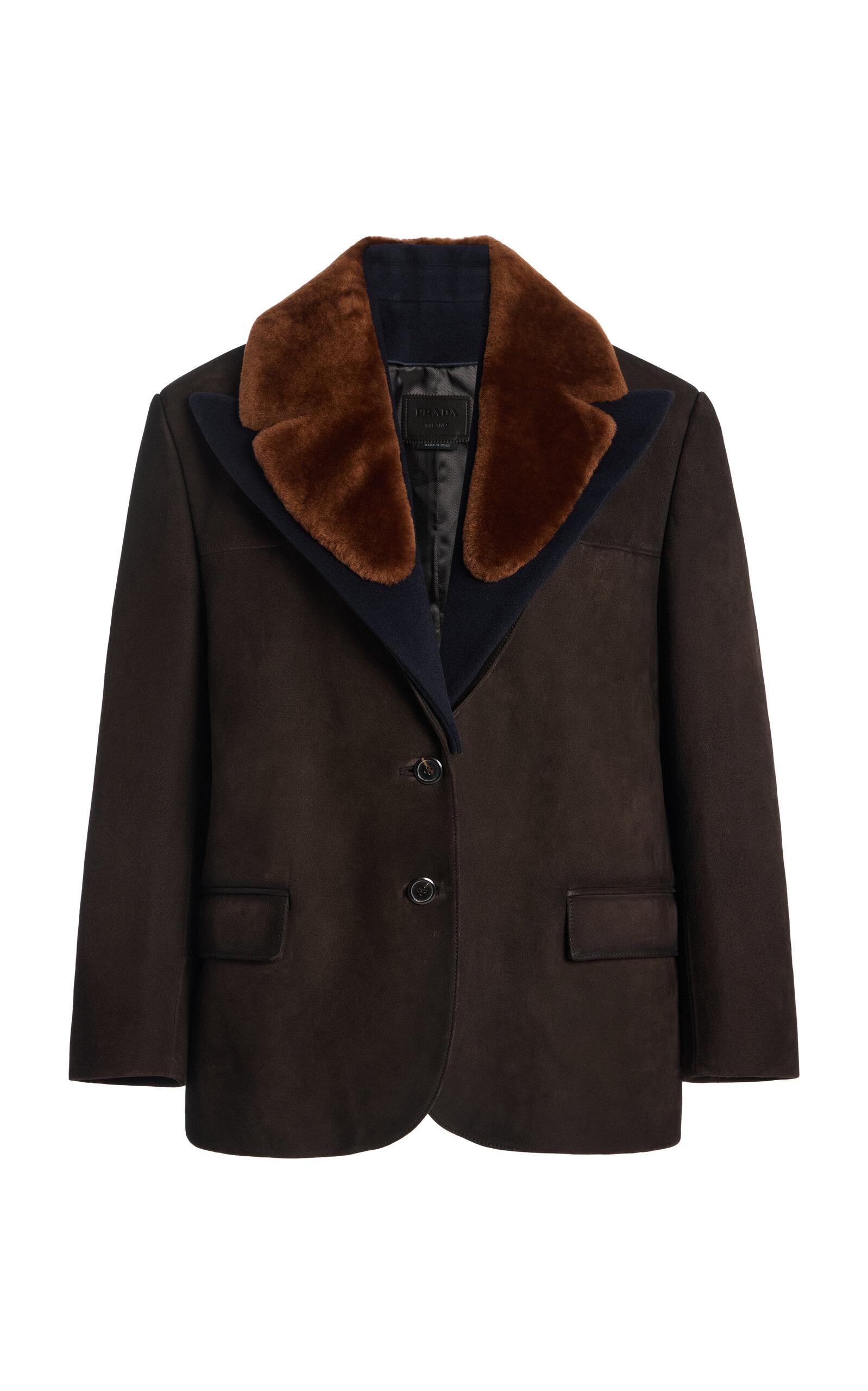 Prada Shearling-Trimmed Suede Caban Jacket - Moda Operandi by PRADA