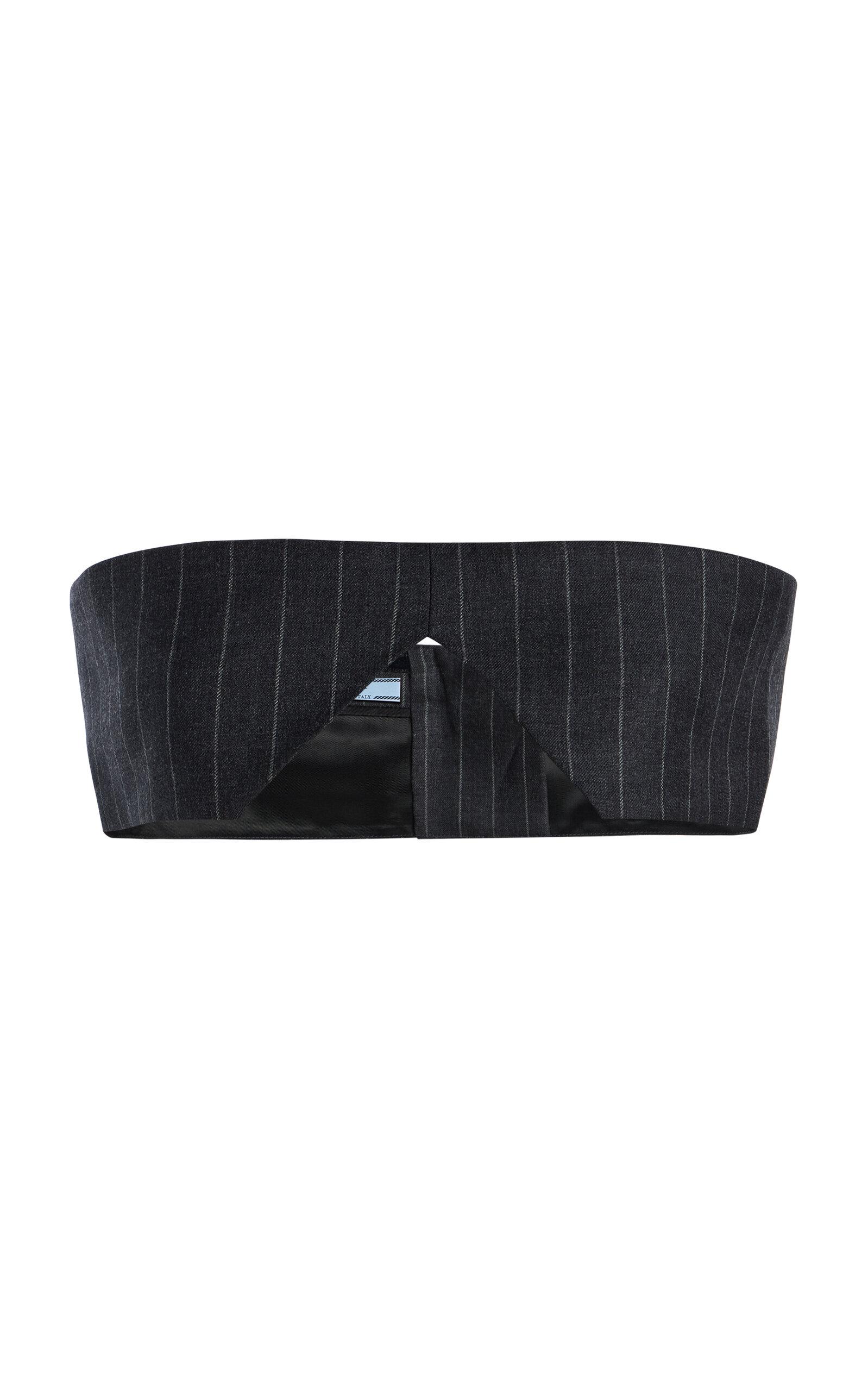 Prada Strapless Pinstriped Wool Cropped Top - Moda Operandi by PRADA