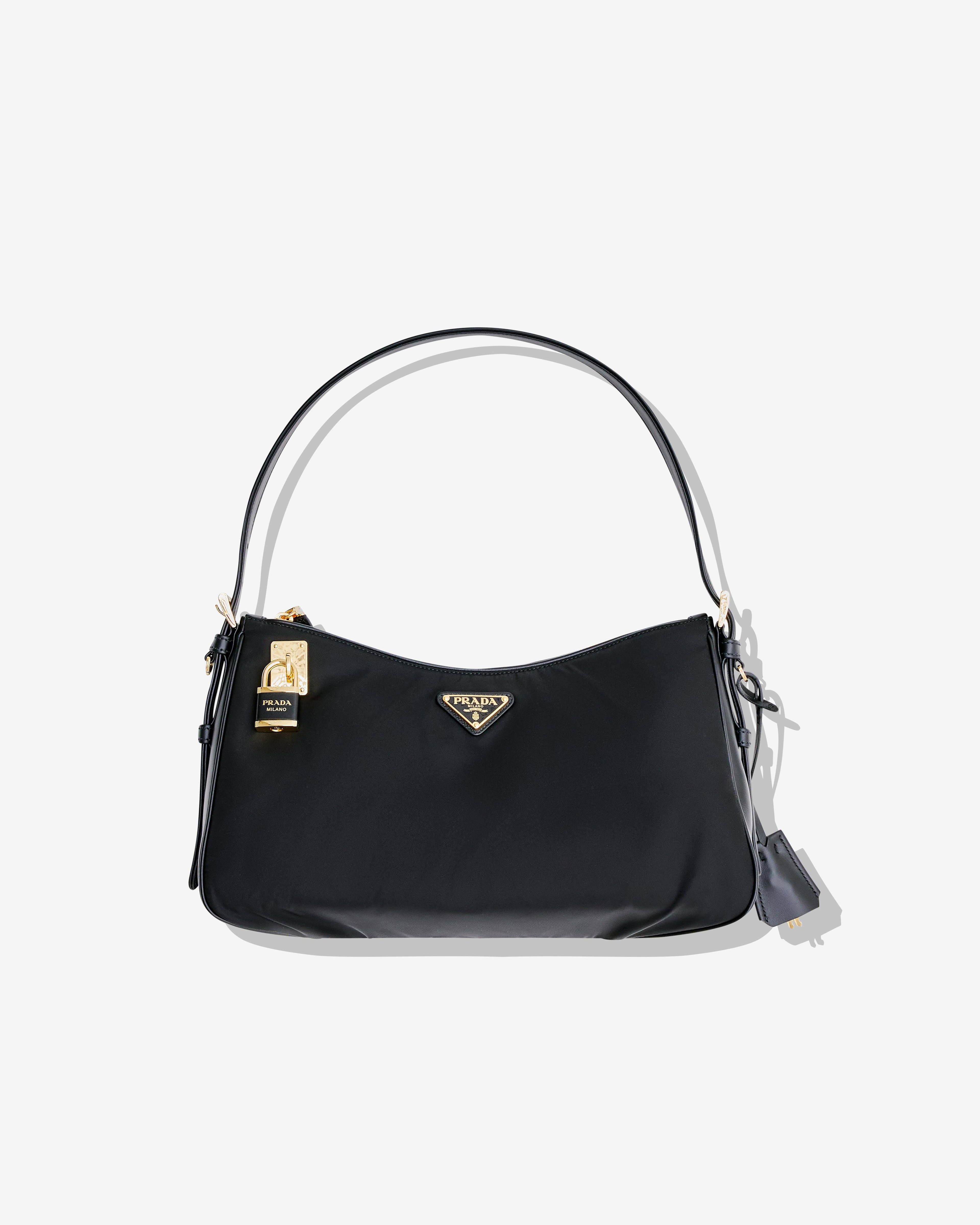 Prada - Women's Aimée Large Re-Nylon and Leather Shoulder Bag - (Black) by PRADA