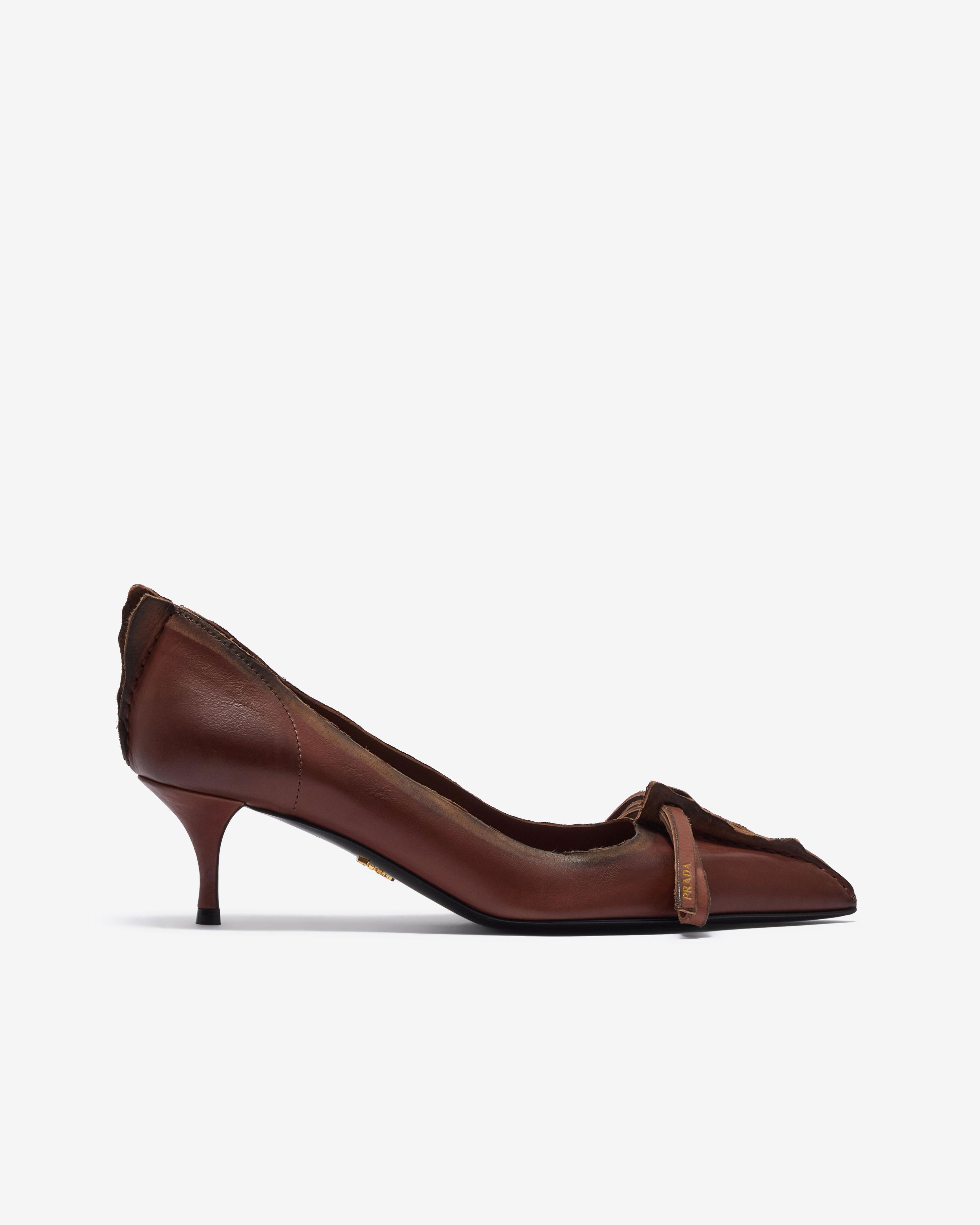 Prada - Women's Antiqued Leather Pumps - (Cocoa Brown) by PRADA