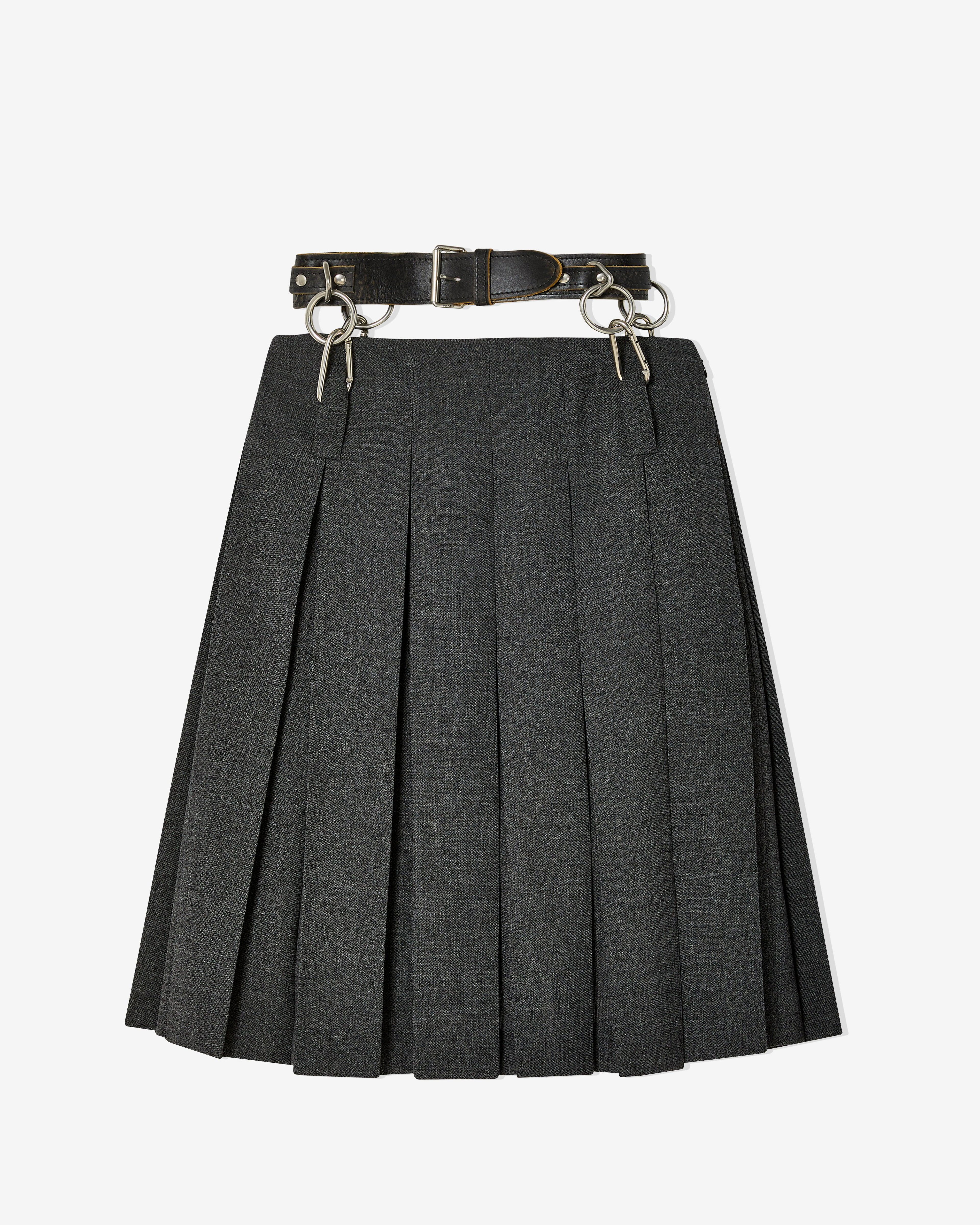 Prada - Women's Belt-Detail Skirt - (Grey) by PRADA
