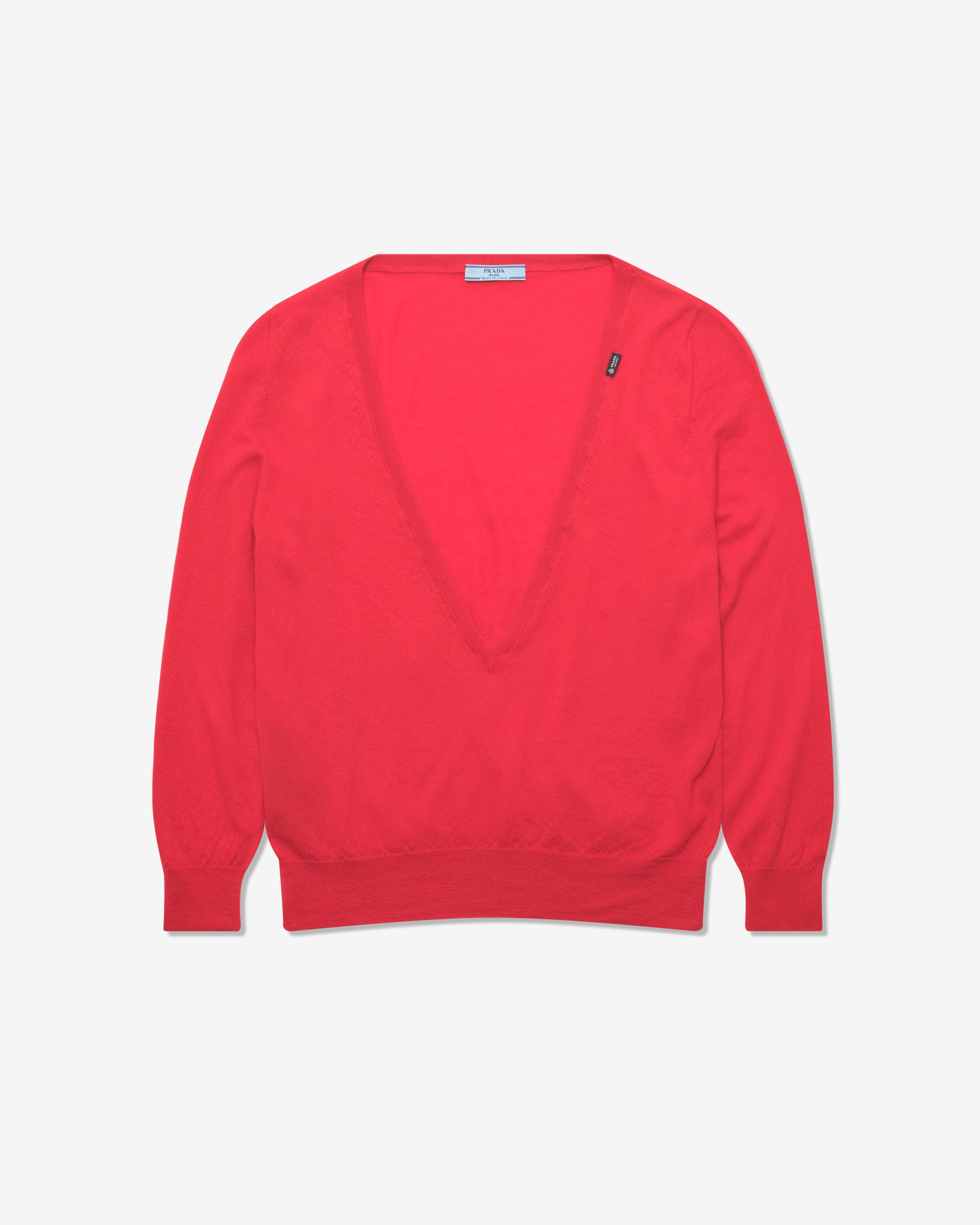 Prada - Women's Cashmere V-Neck Pullover - (Red) by PRADA