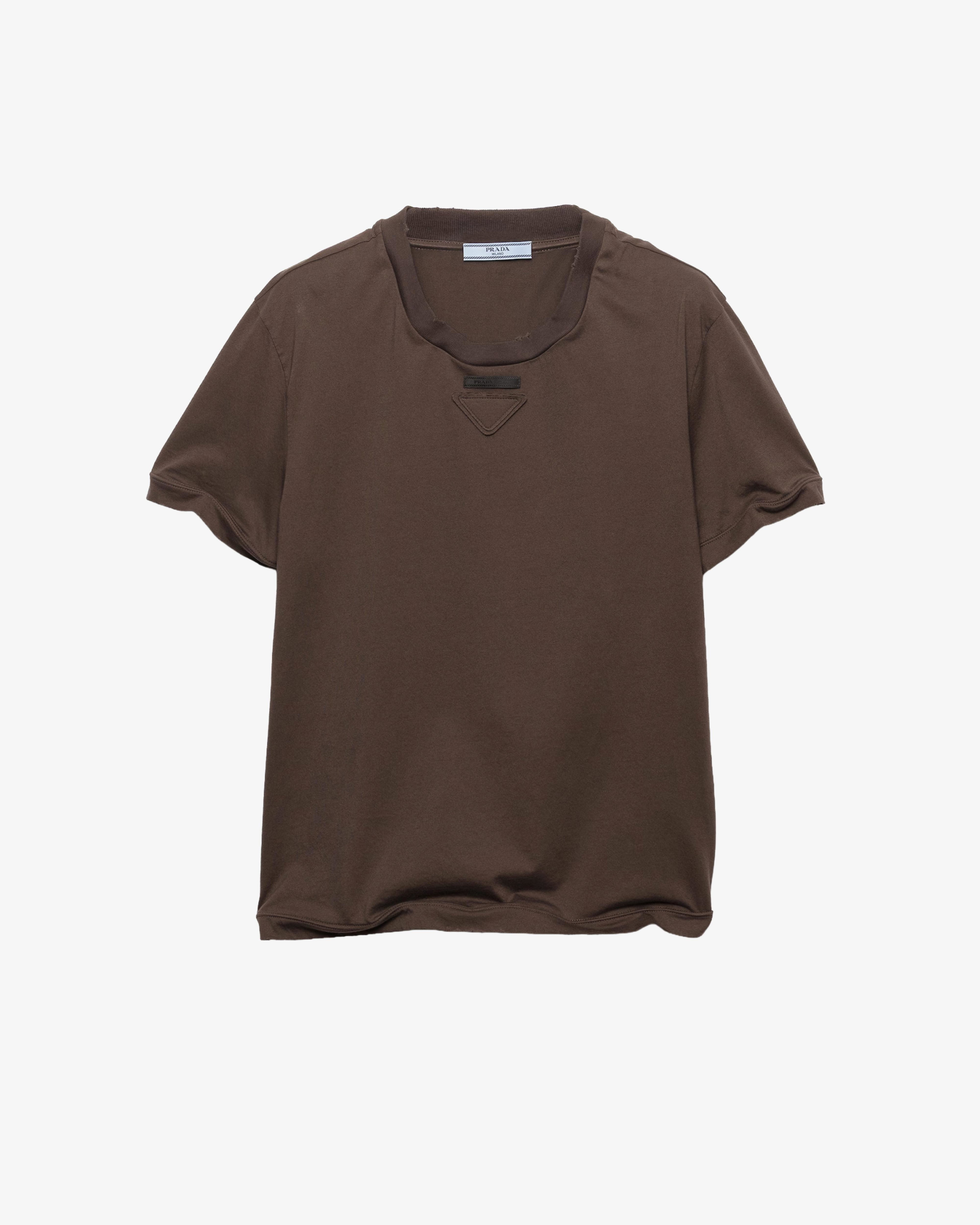 Prada - Women's Cotton Jersey T-Shirt - (Cacao) by PRADA