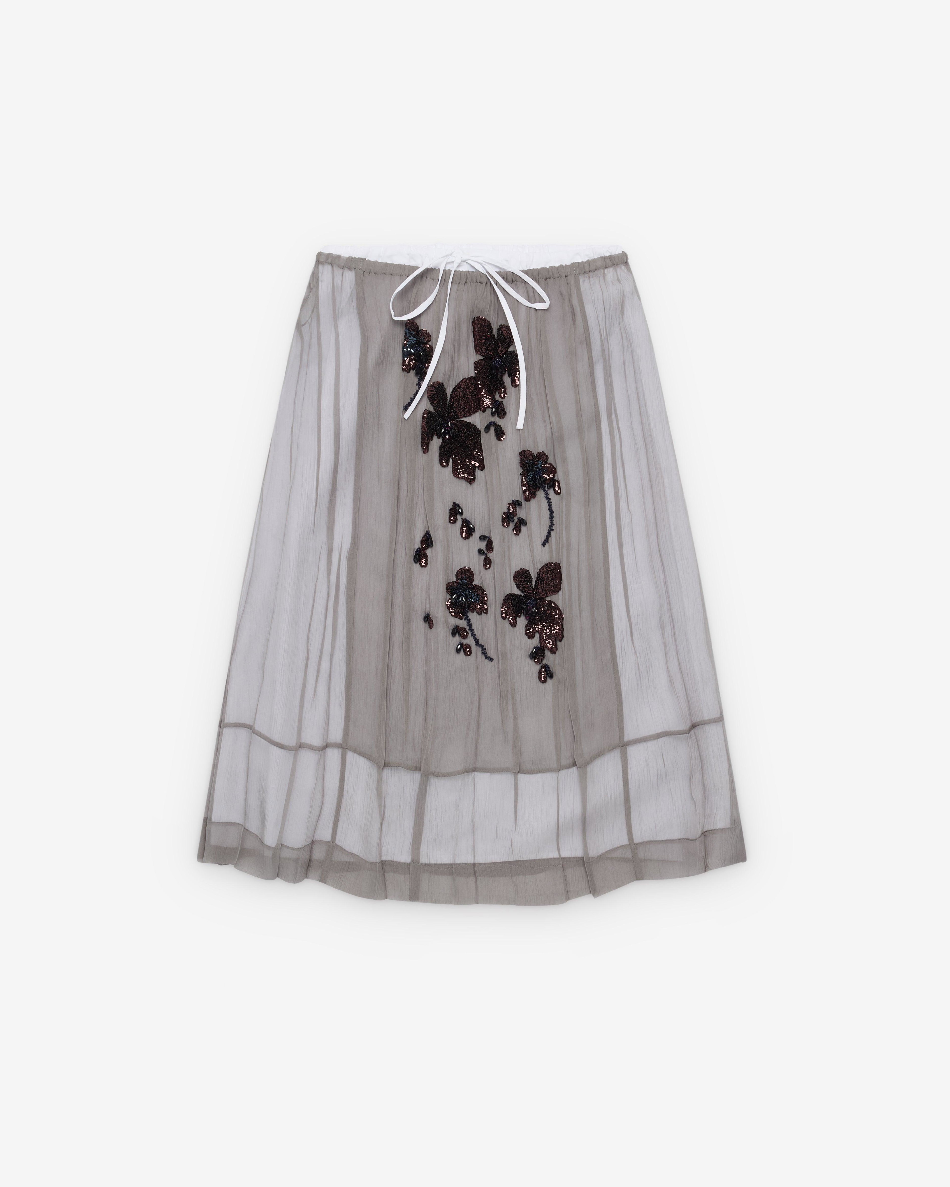 Prada - Women's Embroidered Chiffon Midi-Skirt - (Aluminum) by PRADA