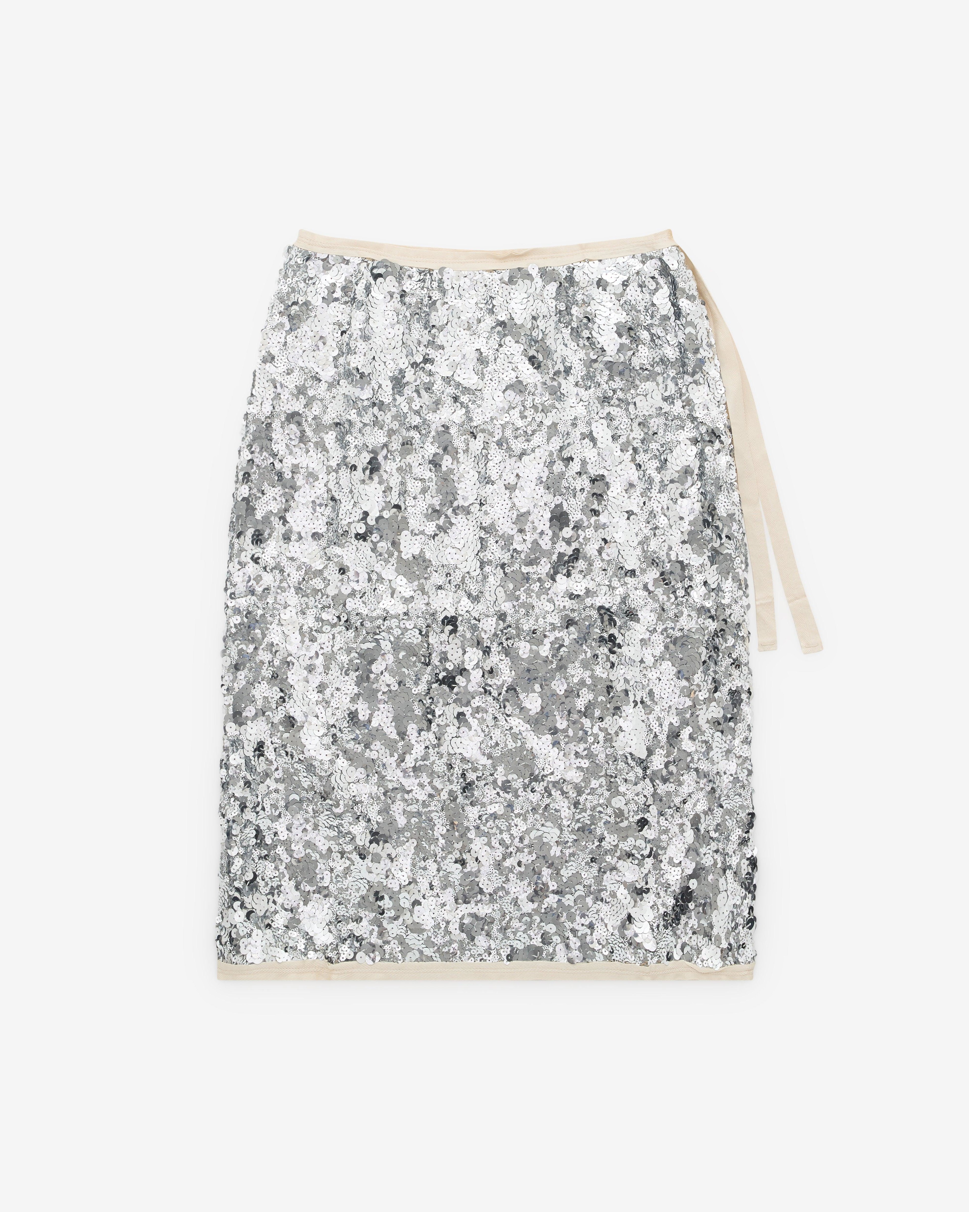 Prada - Women’s Embroidered Sequin Skirt - (Silver) by PRADA