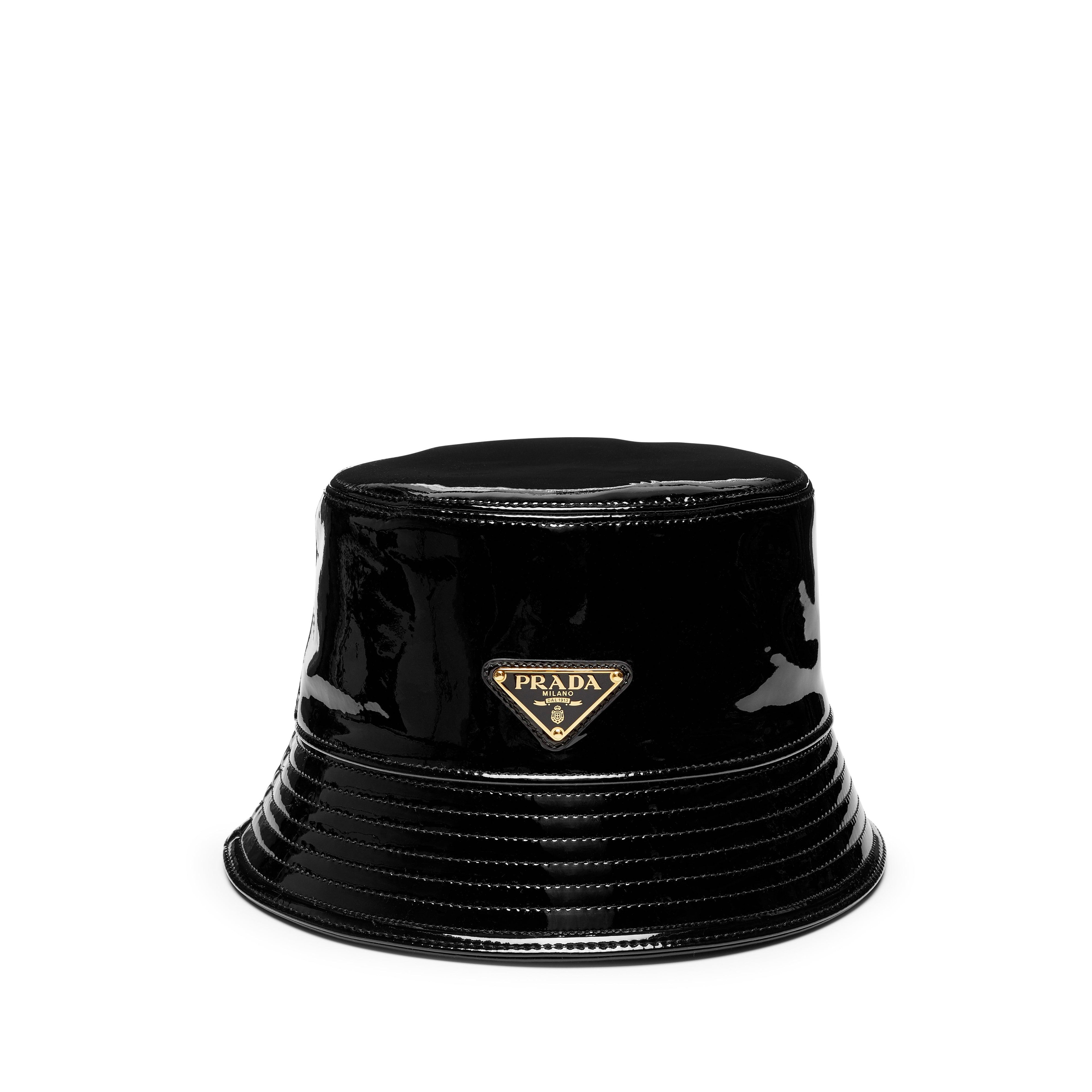 Prada - Women's Patent Leather Bucket Hat - (Black) by PRADA