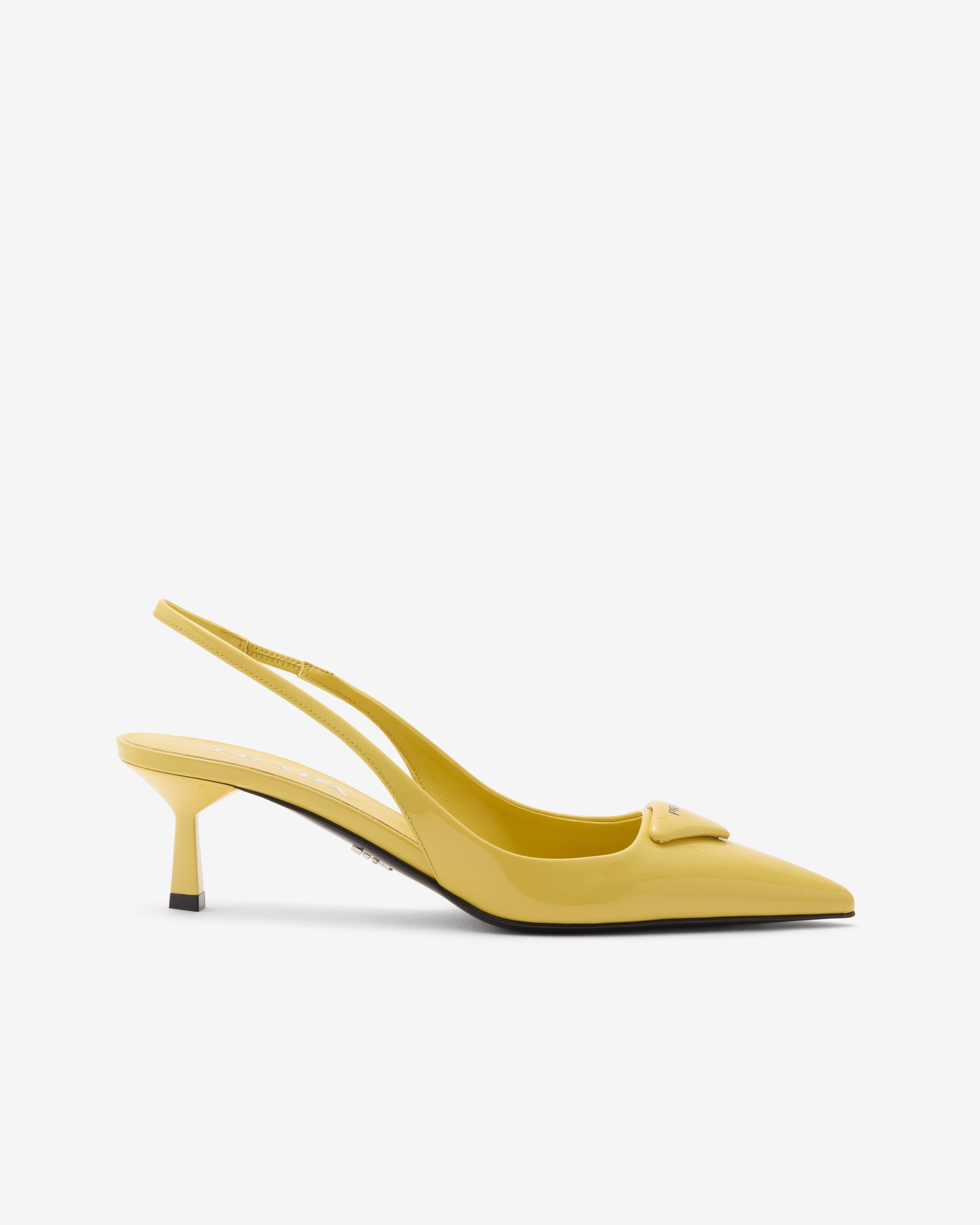 Prada - Women's Patent Leather Slingback Pumps - (Yellow) by PRADA