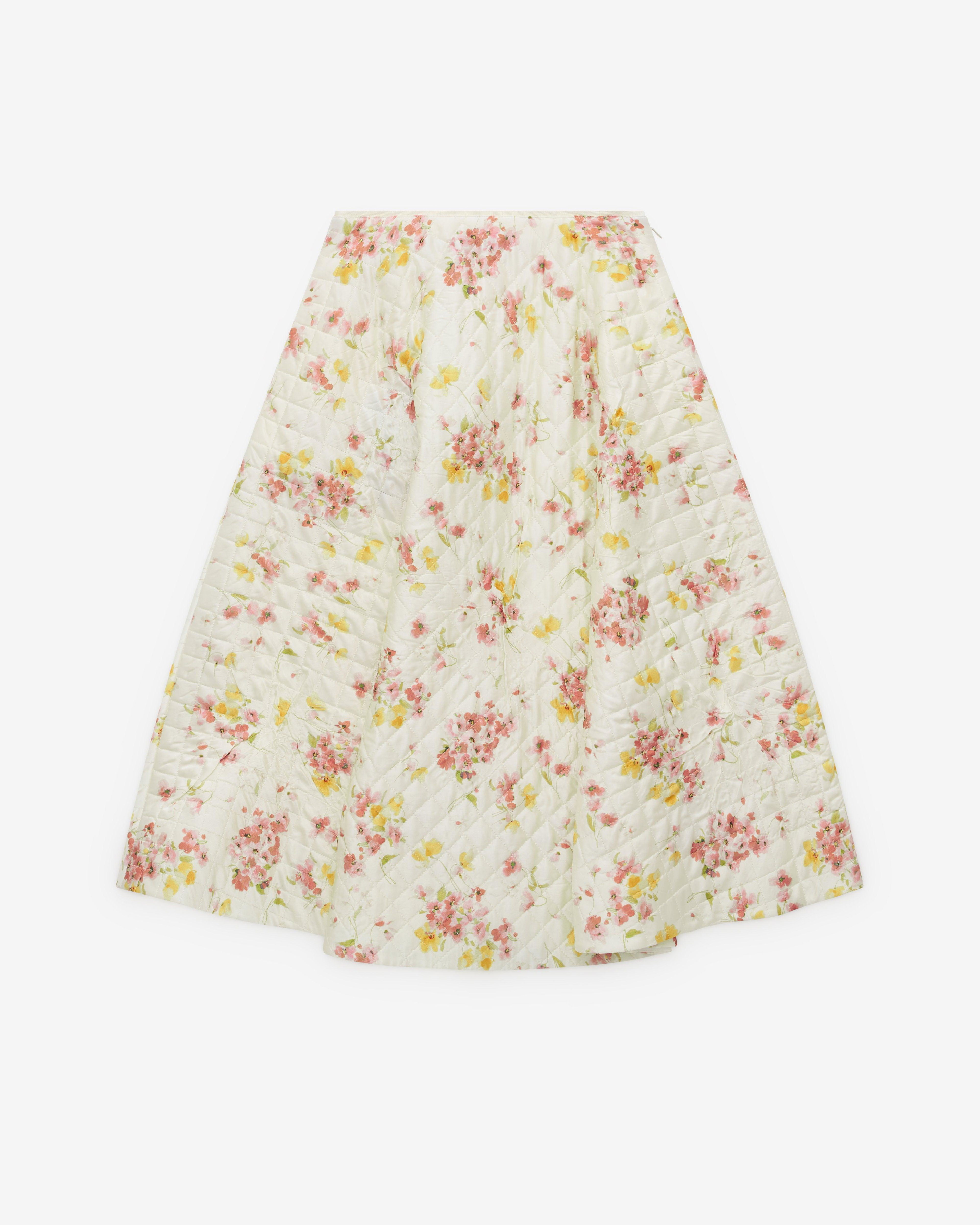 Prada - Women’s Quilted Floral Skirt - (White) by PRADA