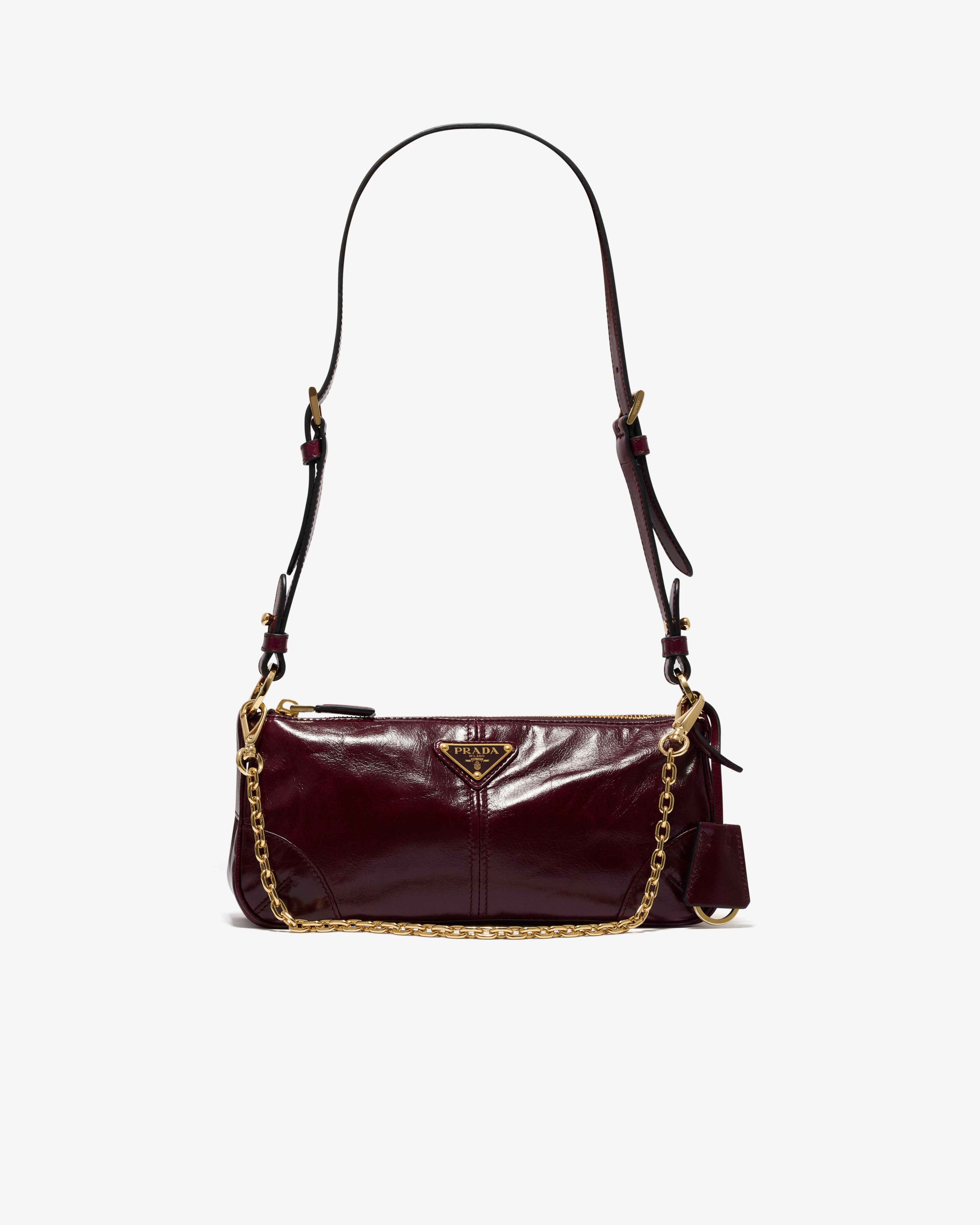 Prada - Women’s Re-Edition 2002 Medium Leather Shoulder Bag - (Burgundy) by PRADA