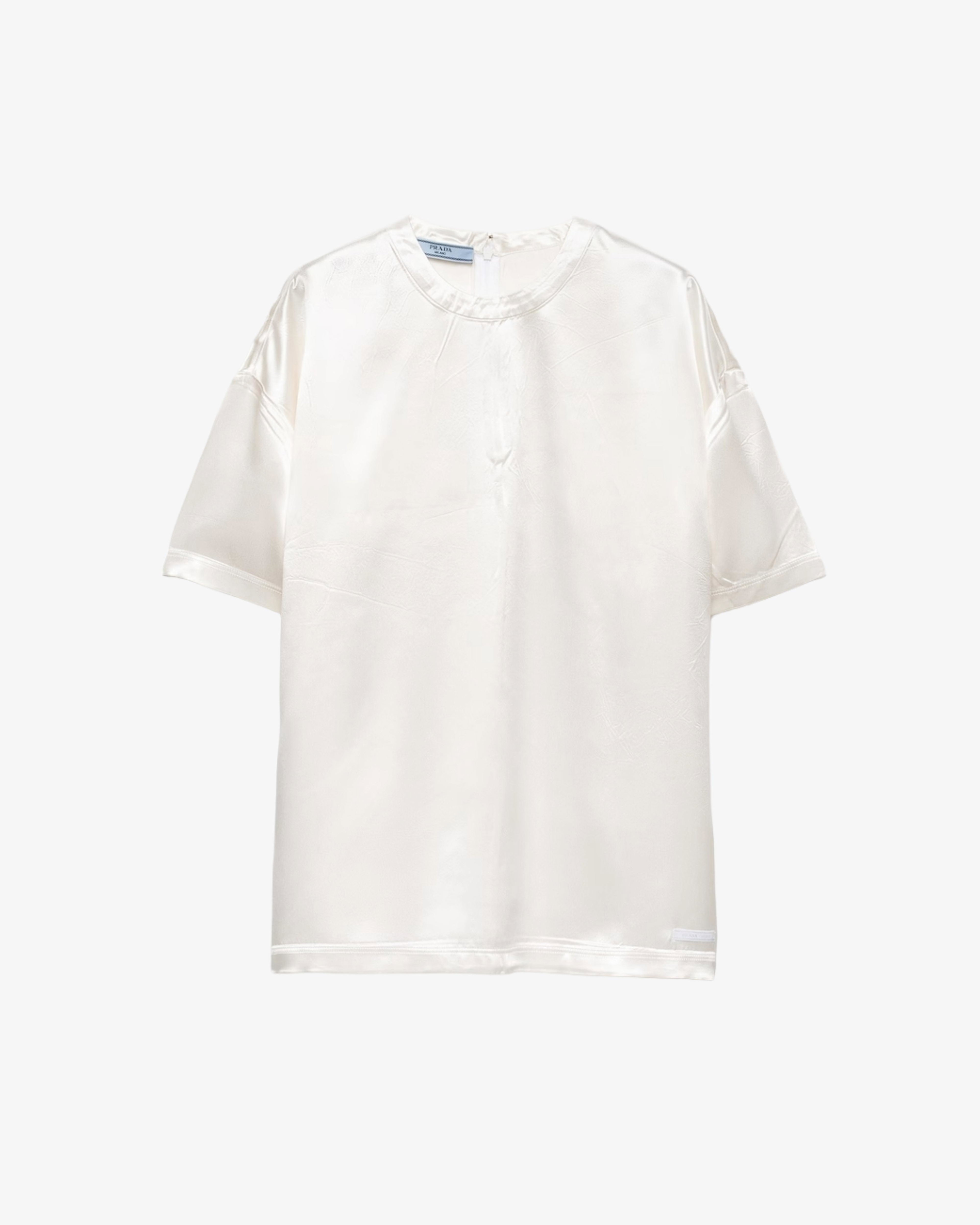 Prada - Women's Satin T-Shirt - (White F0009) by PRADA