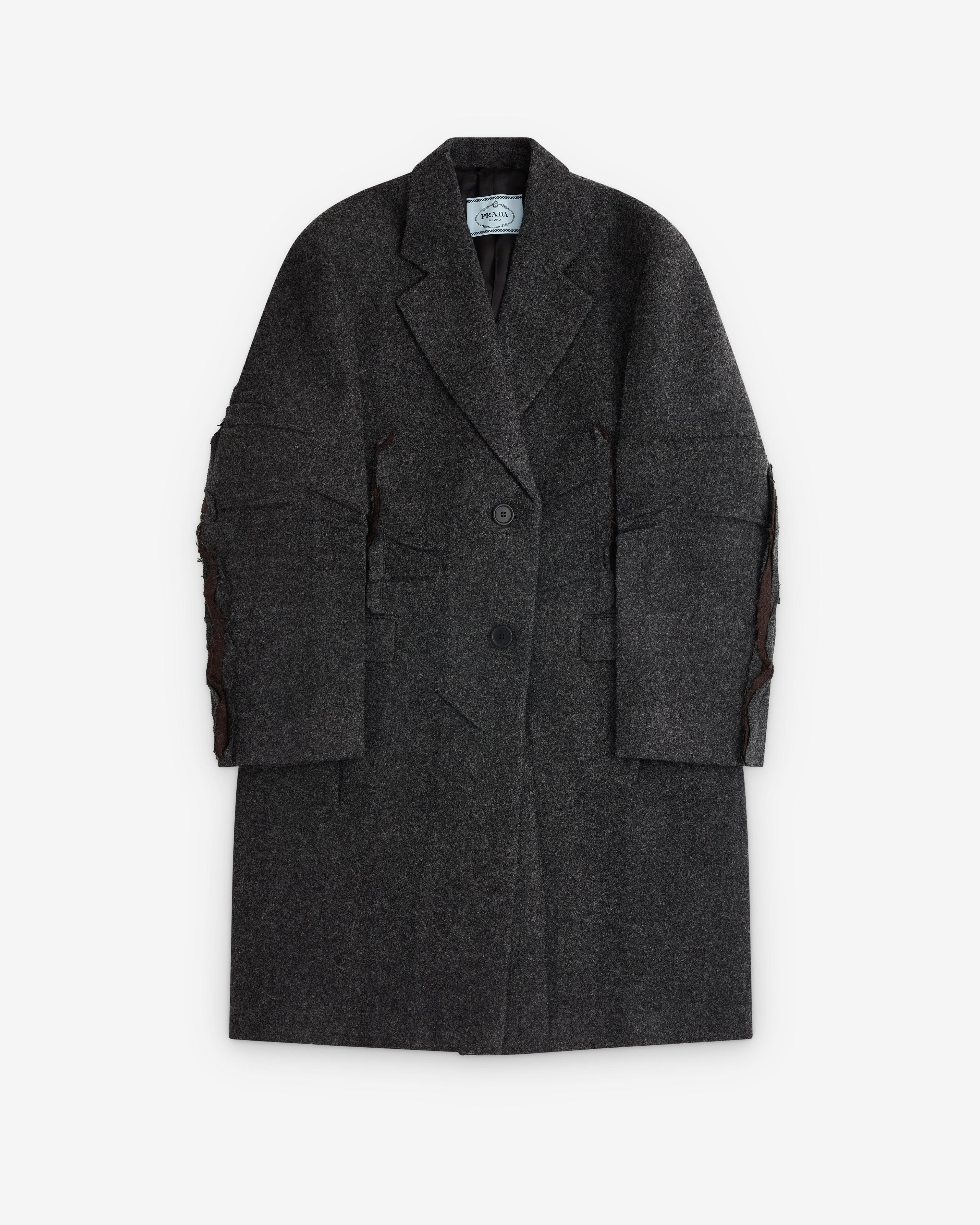 Prada - Women's Single-Breasted Shetland Wool Coat - (Slate Grey) by PRADA