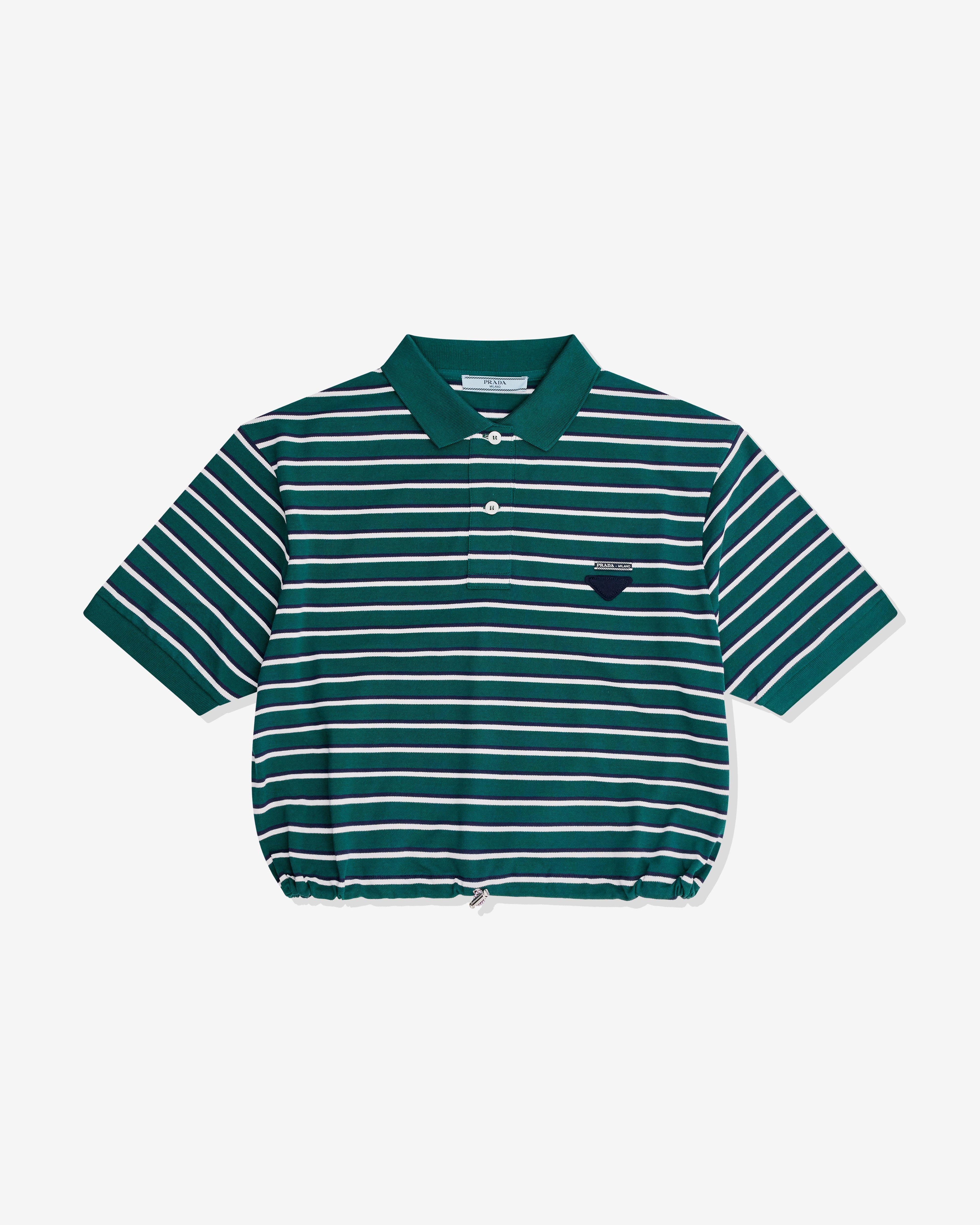 Prada - Women’s Striped Polo - (Emerald/Blue) by PRADA