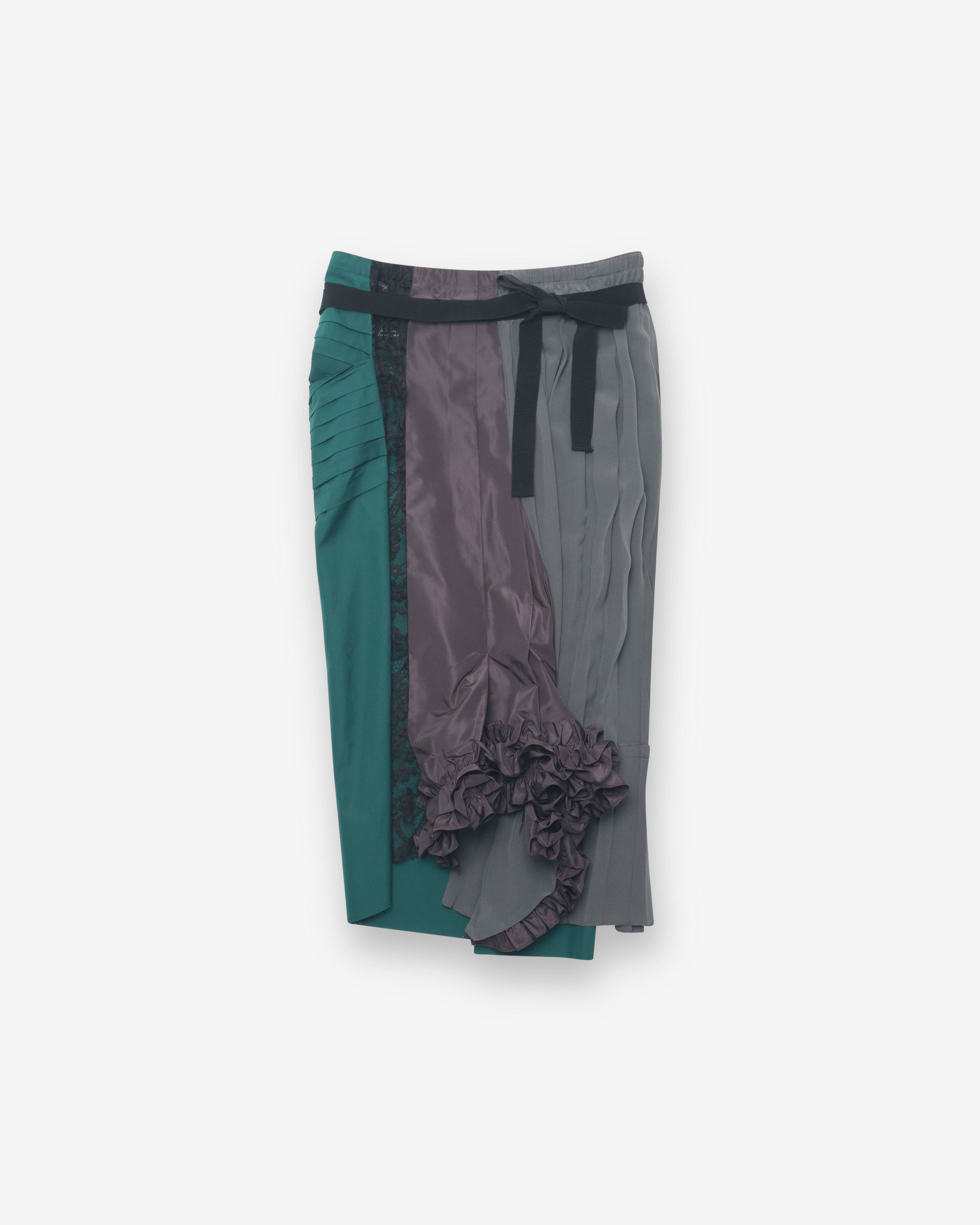 Prada - Women's Technical Taffeta Patchwork Skirt - (Hematite) by PRADA