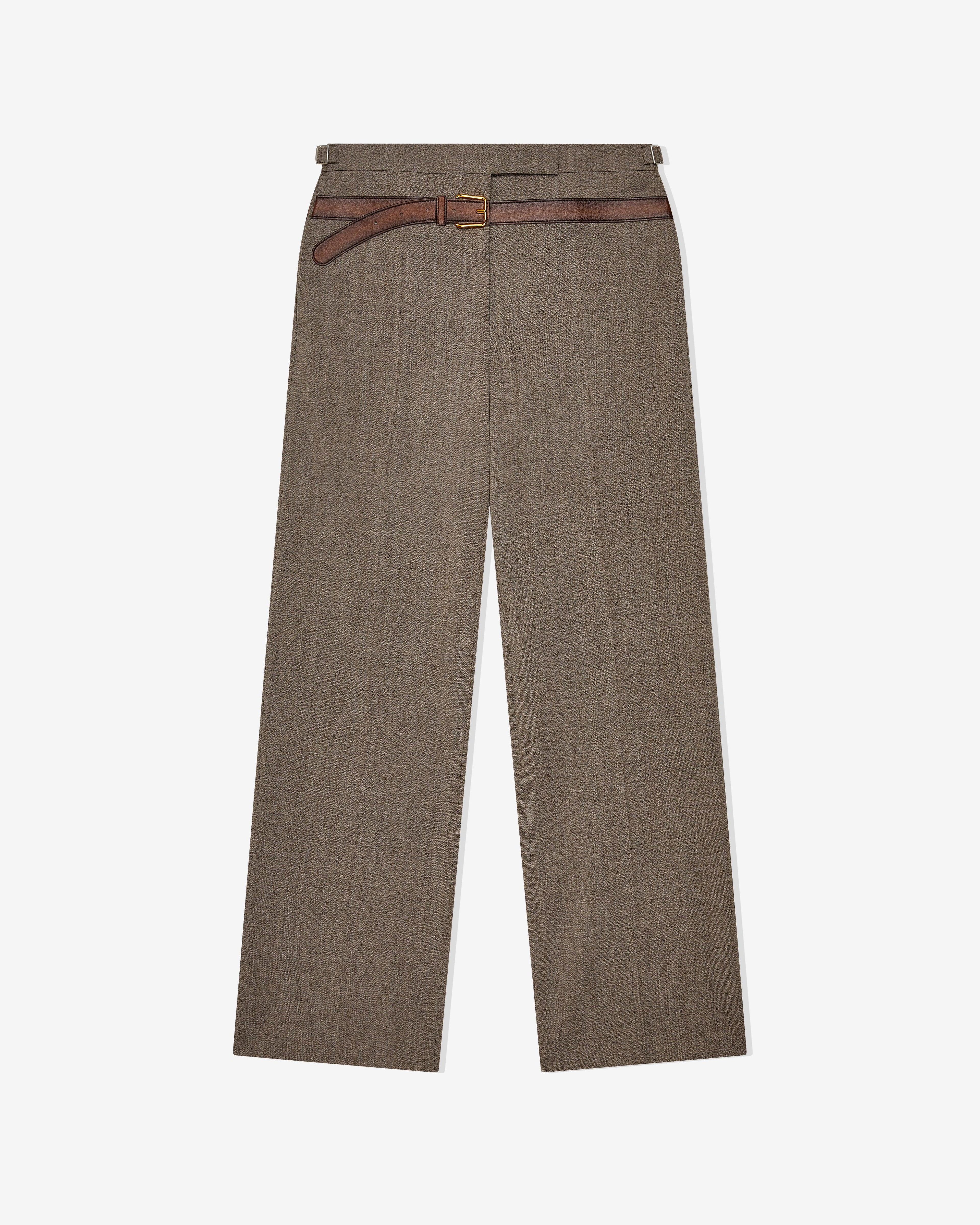 Prada - Women's Technical Wool Pants With Printed Belt - (Clay Grey) by PRADA