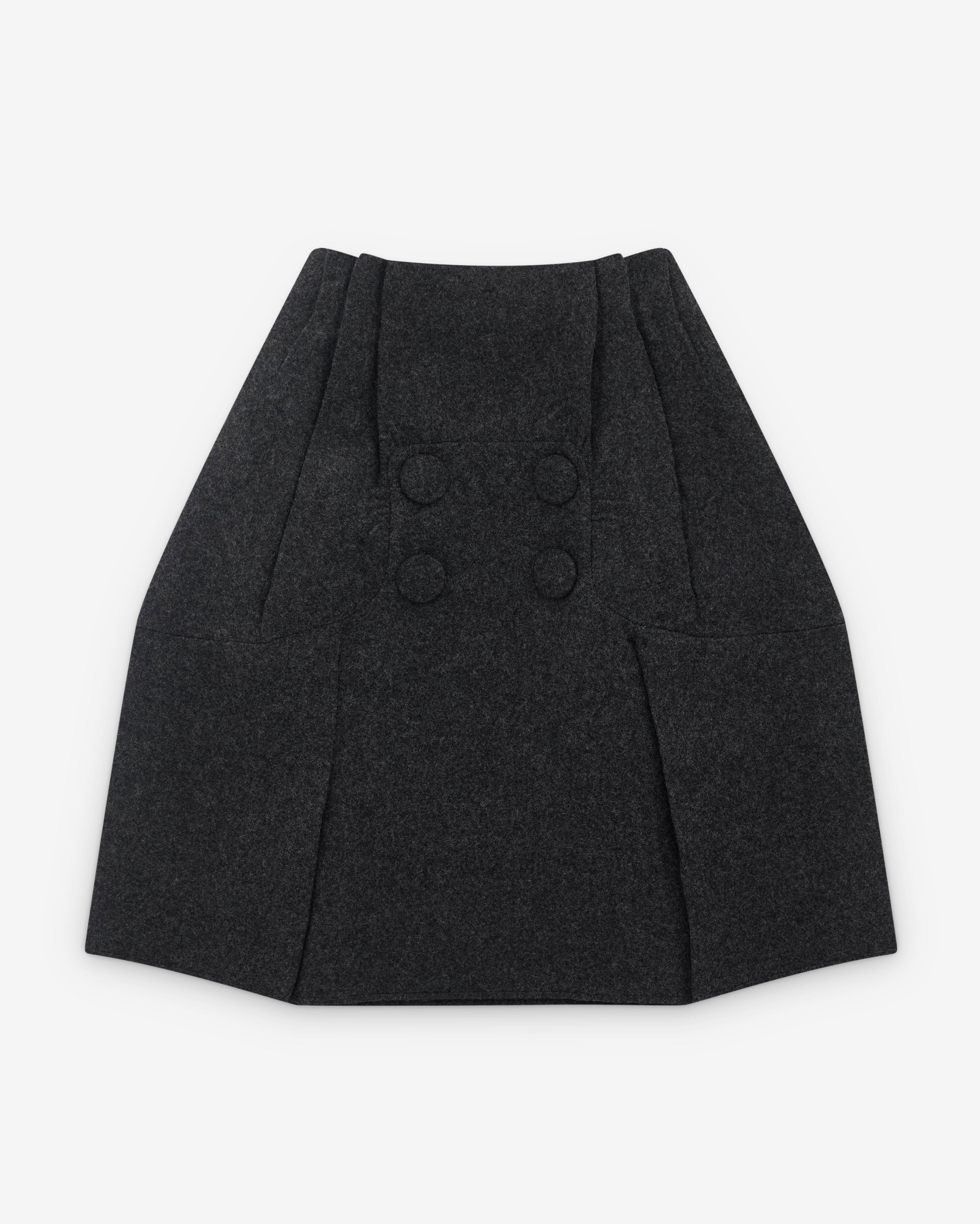 Prada - Women’s Wool Button Skirt - (Dark Grey) by PRADA