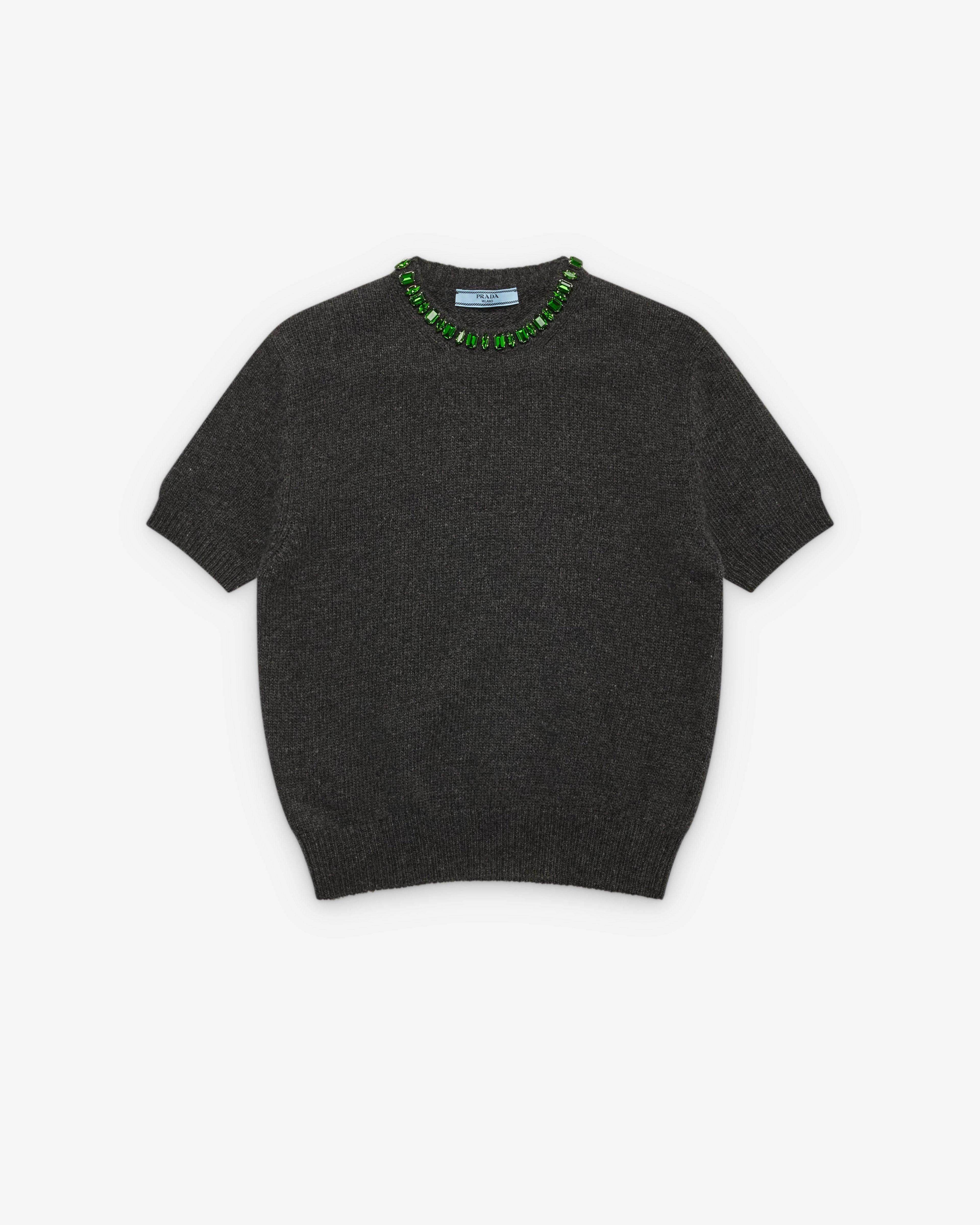 Prada - Women's Wool and Cashmere Crew-Neck Sweater - (Anthracite) by PRADA