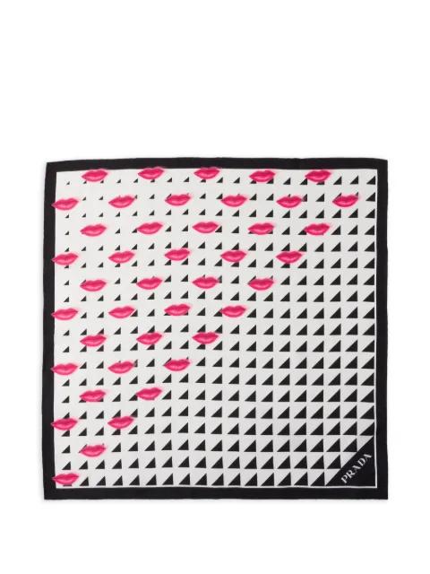 Printed silk twill scarf by PRADA