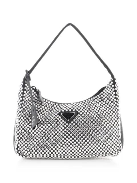 Re-Edition 2000 Crystal Embellished Satin Mini hobo bag by PRADA 