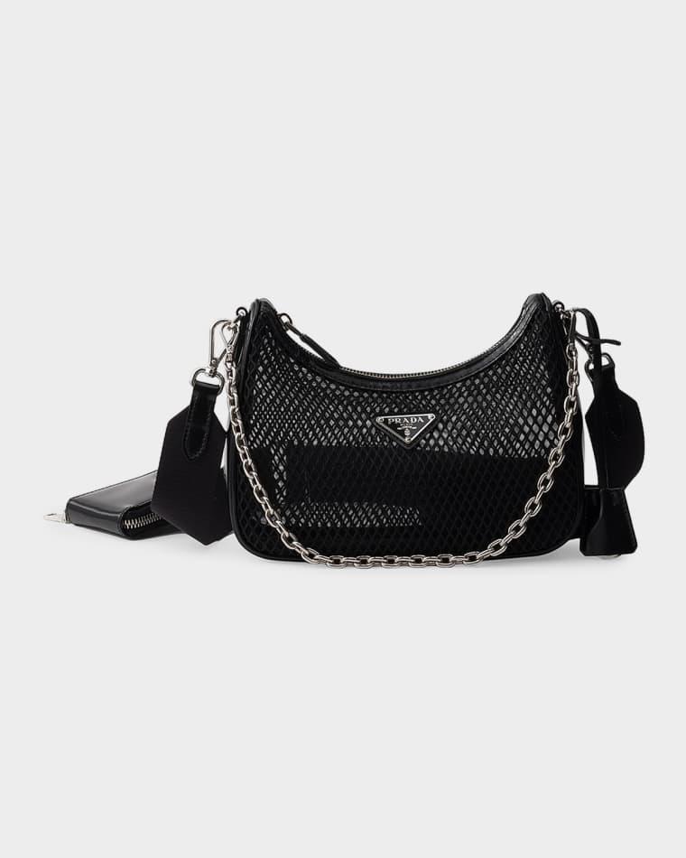 Re-Edition 2005 Mesh and Brushed Leather Shoulder Bag by PRADA