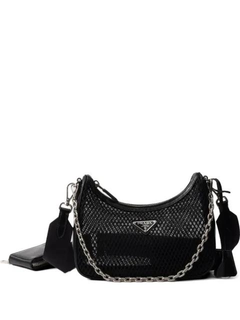 Re-Edition 2005 mesh and brushed leather bag by PRADA