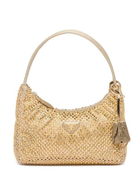 Re-Edition crystal-embellished mini bag by PRADA