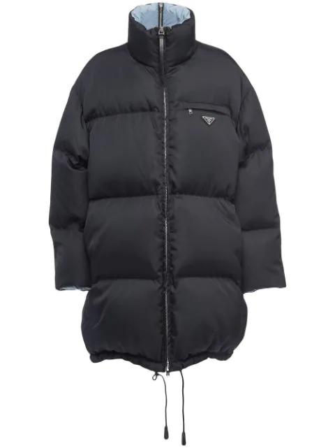 Re-Nylon Gabardine hoodied down coat by PRADA