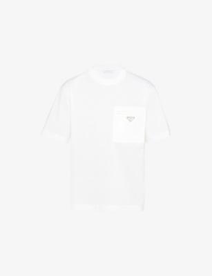 Re-Nylon Logo-Plaque Cotton-Jersey T-Shirt by PRADA