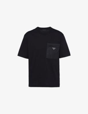 Re-Nylon Logo-Plaque Cotton-Jersey T-Shirt by PRADA