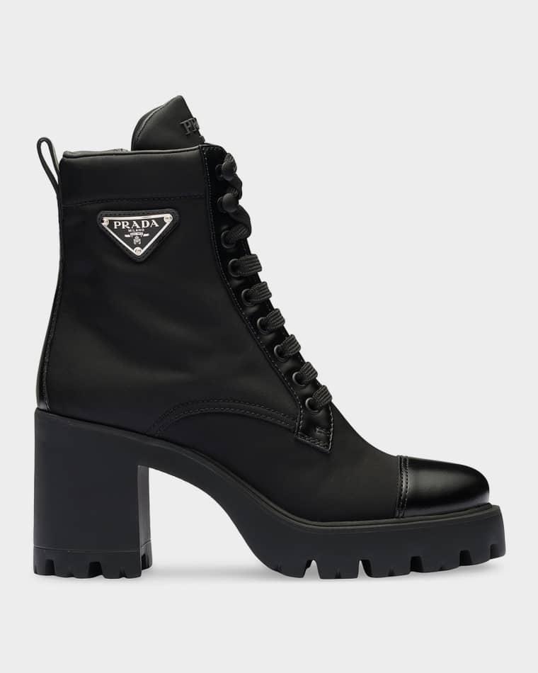 Re-Nylon & Leather Ankle Boots by PRADA