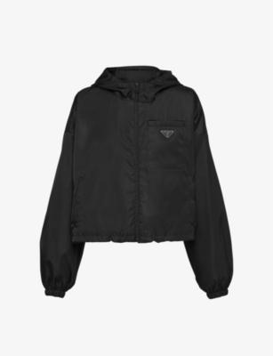 Re-Nylon brand-plaque nylon hoodied jacket by PRADA