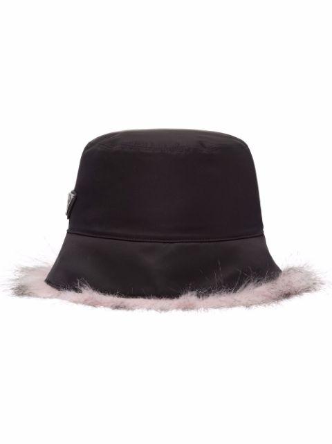Re-Nylon faux-fur trim bucket hat by PRADA