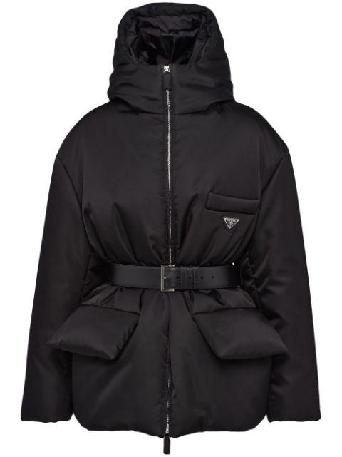 Re-Nylon hoodied down jacket by PRADA