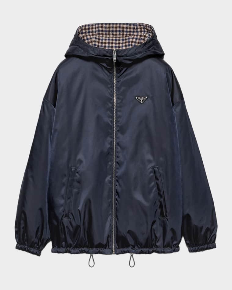 Reversible Re-Nylon Check Zip Hooded Jacket by PRADA