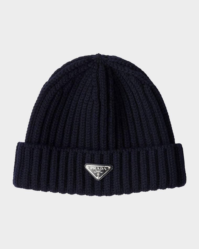 Rib-Knit Fleece Wool Beanie by PRADA