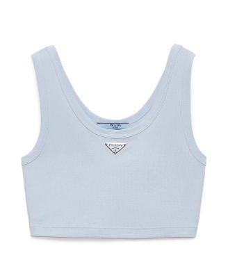 Ribbed Knit Cotton Crop Top by PRADA