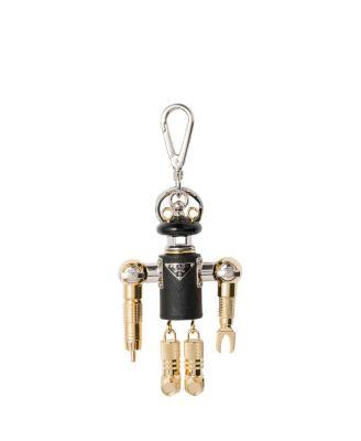 Robot Saffiano Leather Key Ring Charm by PRADA