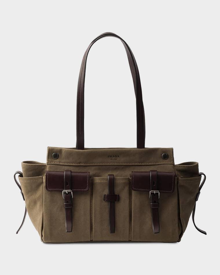 Route Large Canvas and Leather Tote Bag by PRADA