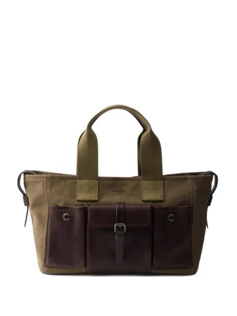 Route large canvas and leather tote bag by PRADA
