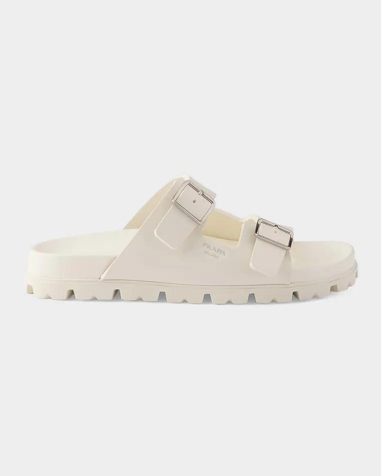 Rubber Strap Slide Sandals by PRADA