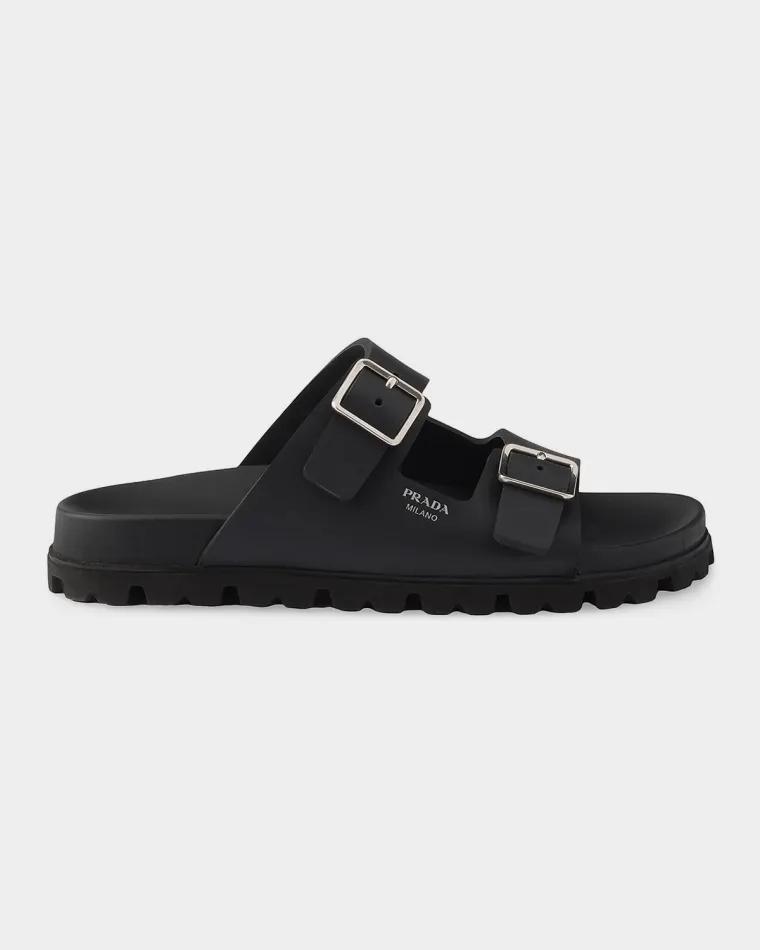 Rubber Strap Slide Sandals by PRADA
